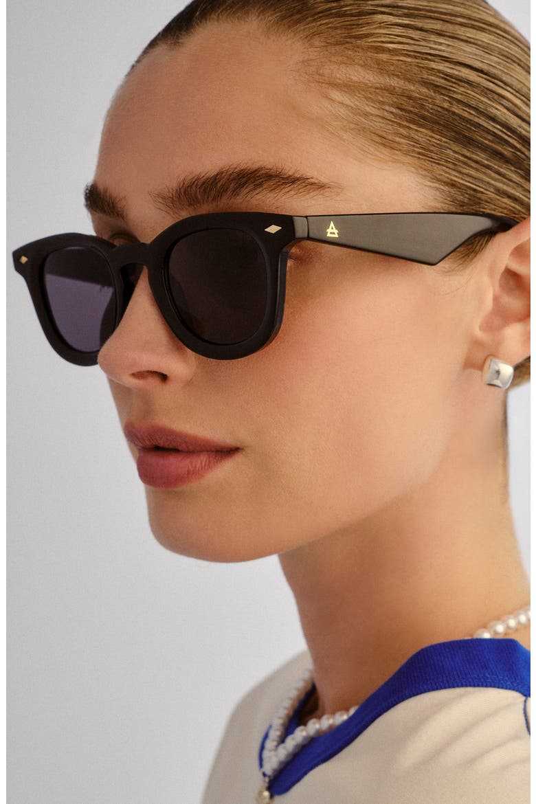 Aperture 45mm Round Sunglasses, Alternate, color, BLACK / SMOKE MONO