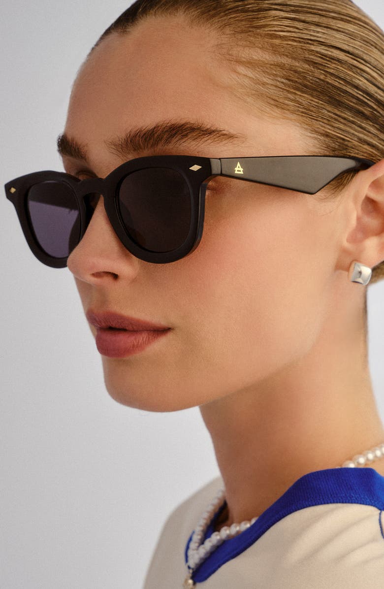 AIRE Aperture 45mm Round Sunglasses, Alternate, color, Black / Smoke Mono