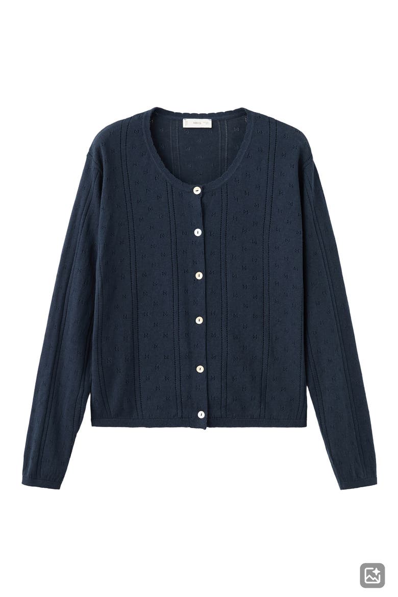 Pointelle Cardigan, Alternate, color, NAVY
