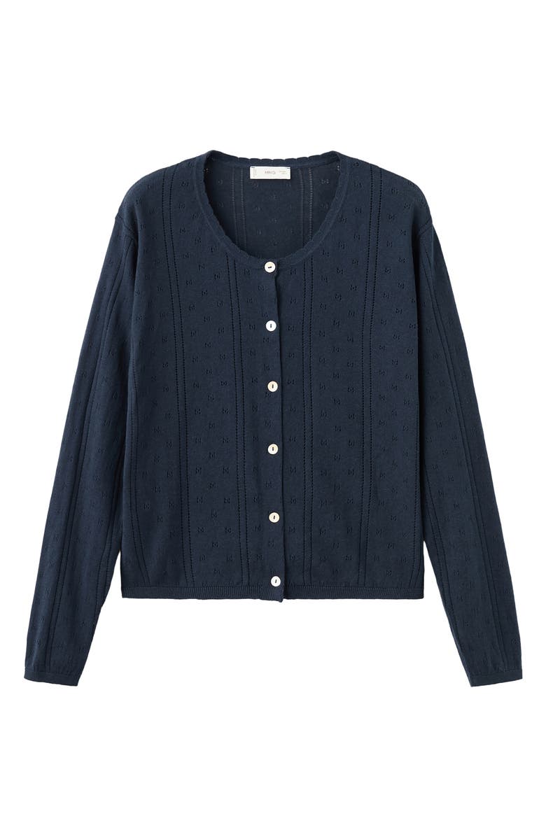 MANGO TEEN Pointelle Cardigan, Alternate, color, Navy