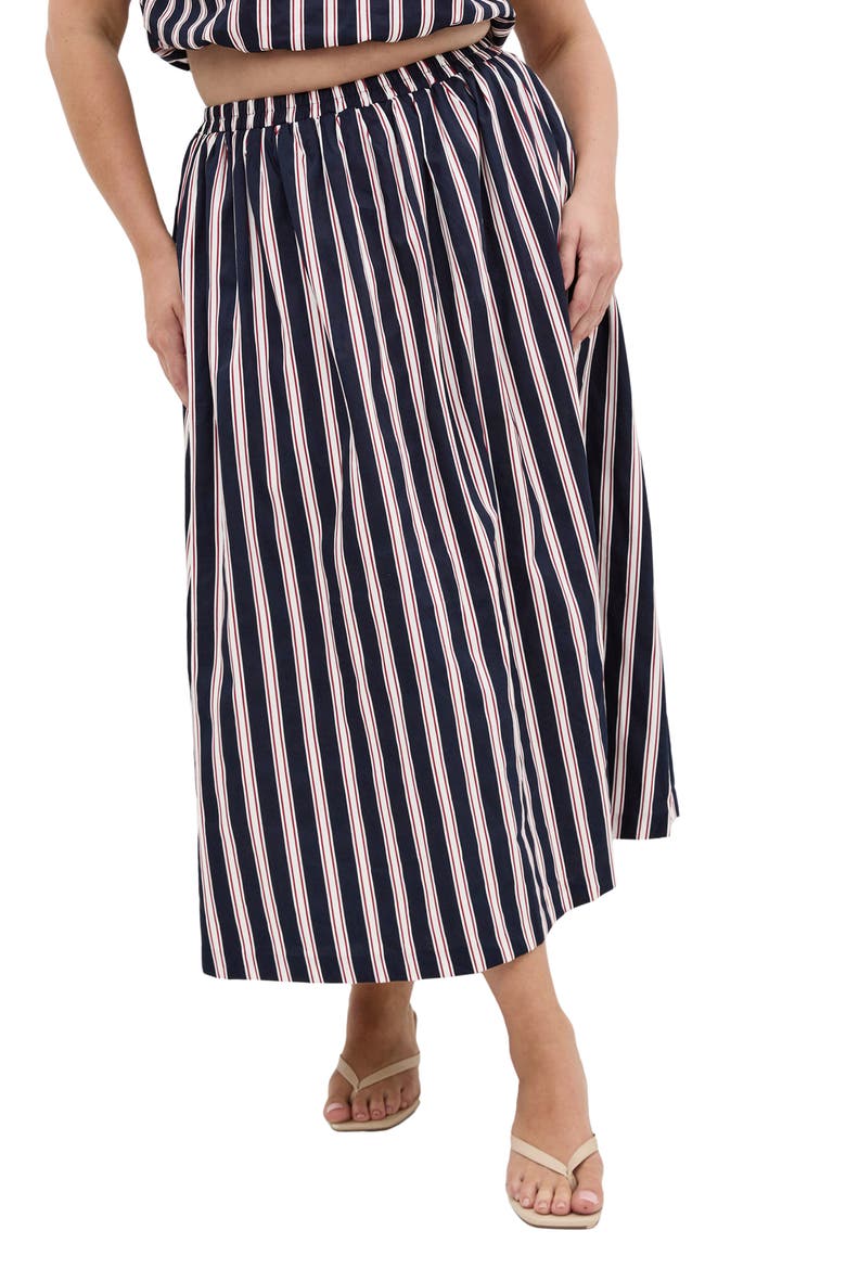 Floral Print Maxi Skirt, Main, color, NAVY SIENNA