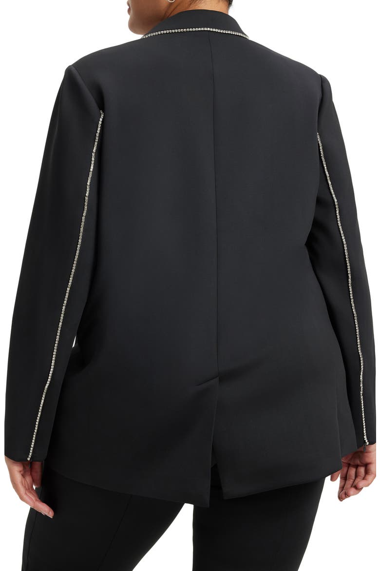 Crystal Embellished Double Breasted Scuba Blazer, Alternate, color, BLACK001