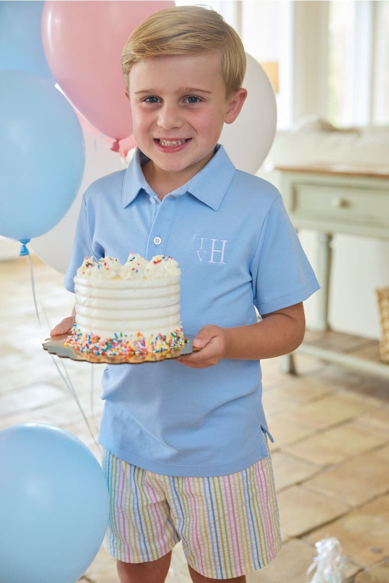Kids Basic Short, Alternate, color, Rainbow Stripe Seersucker