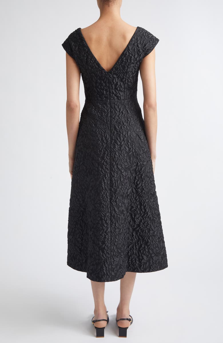 Emilia Wickstead Pesca Embossed Cloqué Cocktail Dress, Alternate, color, Black