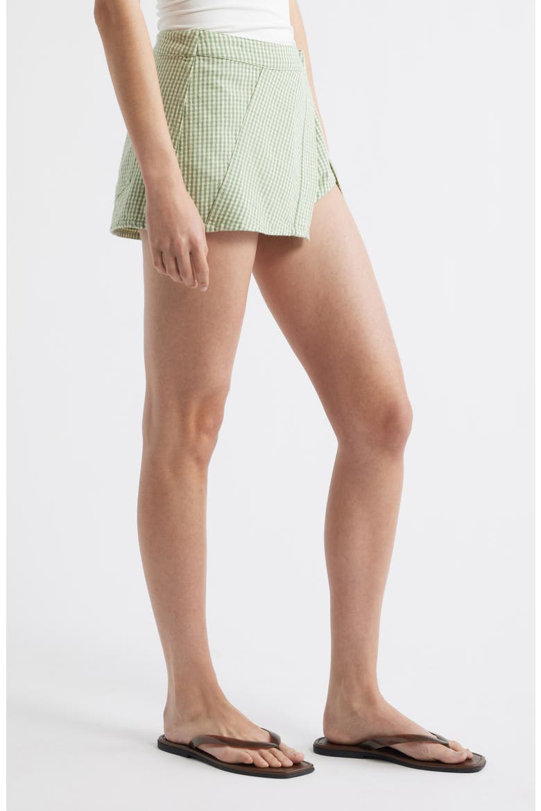 Georgie Micro Gingham Front Wrap Skort, Alternate, color, GREEN COMBO