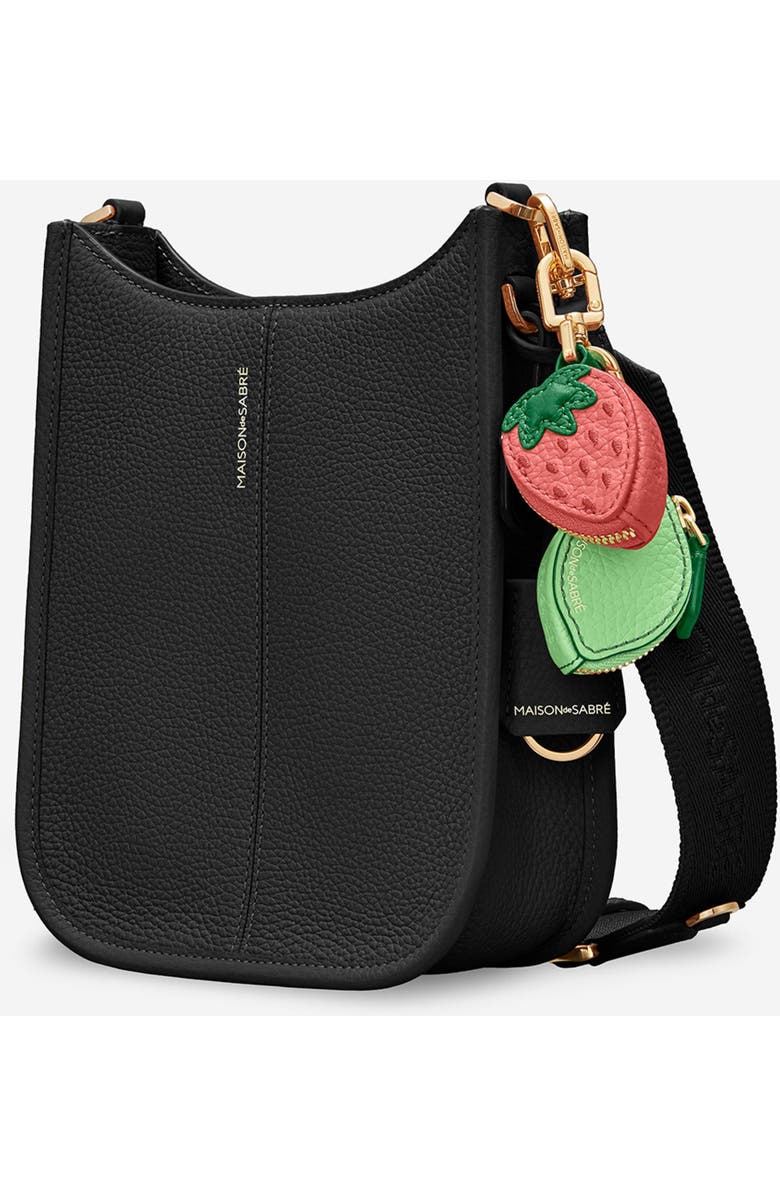 MAISON de SABRÉ Leather Mini Saddle Bag, Alternate, color, Black Caviar