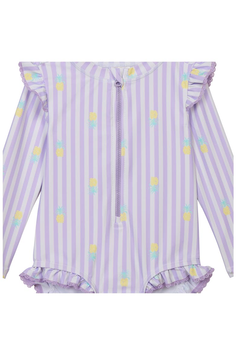 Ruffled Long Sleeve One-Piece Rashguard Swimsuit & Hat Set, Alternate, color, PURPLE