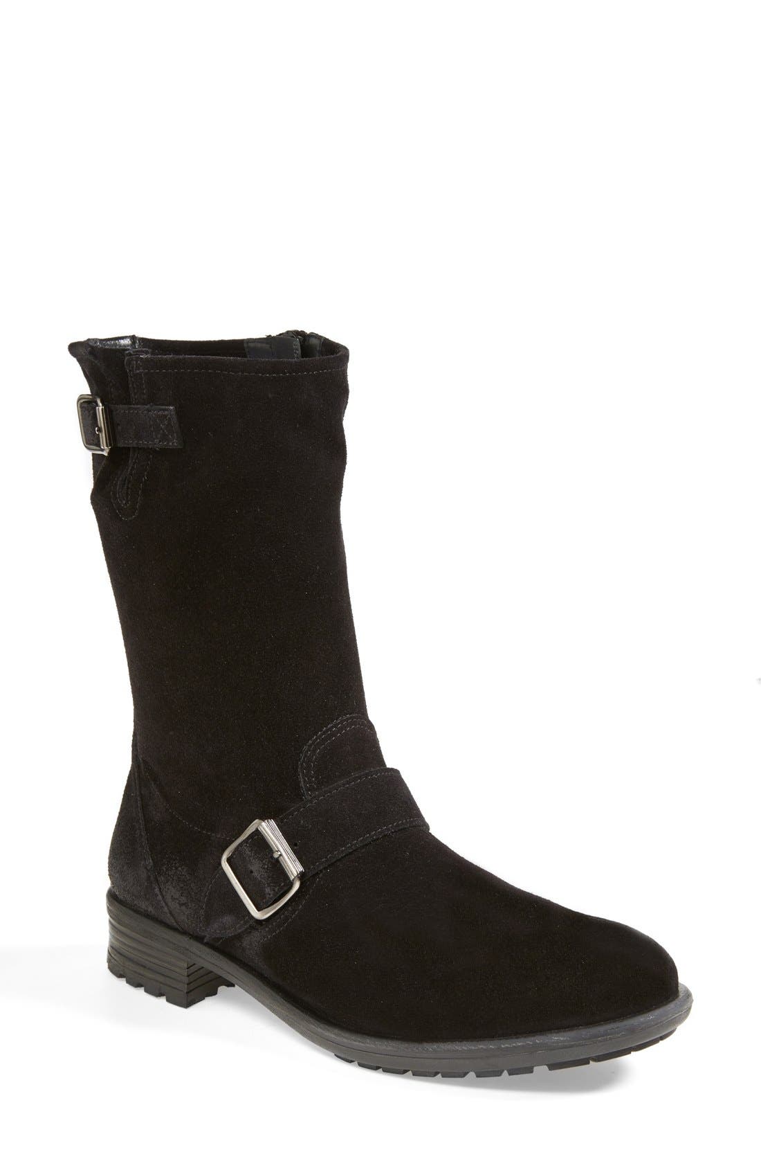 'Adison' Biker Boot, Main, color, BLACK SUEDE