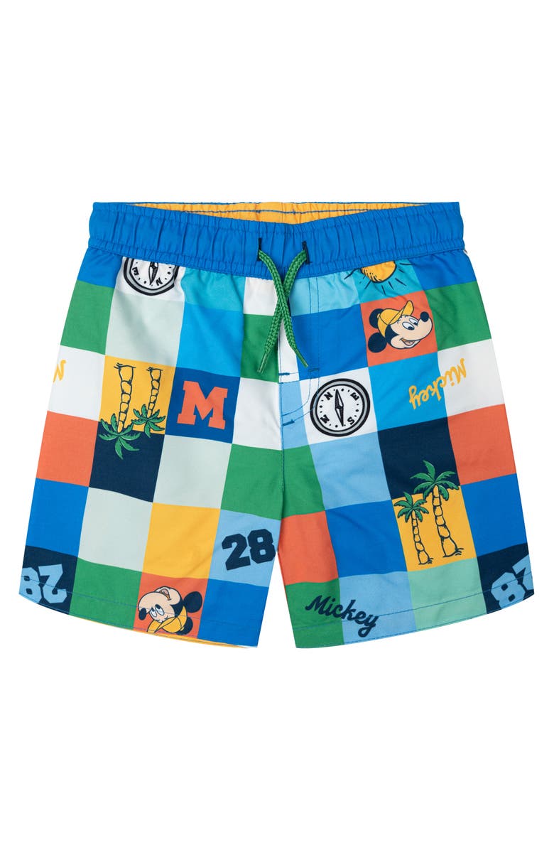 Disney Mickey Mouse Swimwear 2-Piece Rash Guard and Swim Trunks Set, Alternate, color, Mickey Beach Green