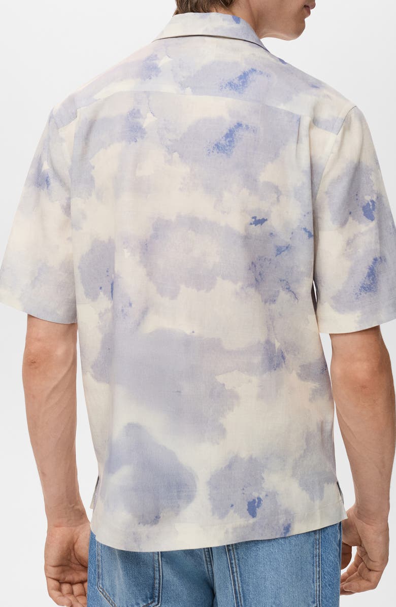 MANGO Printed Bowling Shirt, Alternate, color, Light/ Pastel Grey