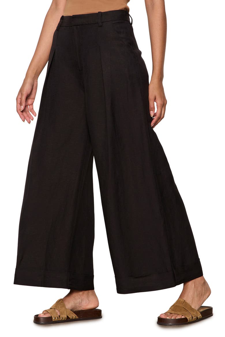 Terrace Linen Blend Wide Leg Pants, Alternate, color, BLACK