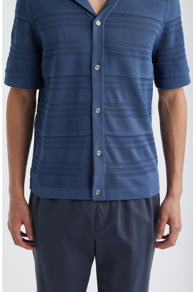 Darsham Textured Stripe Camp Collar Cardigan, Alternate, color, AIRFORCE BLUE