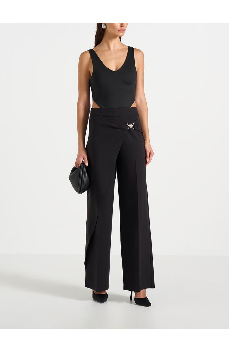Manière De Voir Beryl Wrap Front Tailored Trousers With Hardware Detail, Alternate, color, Black