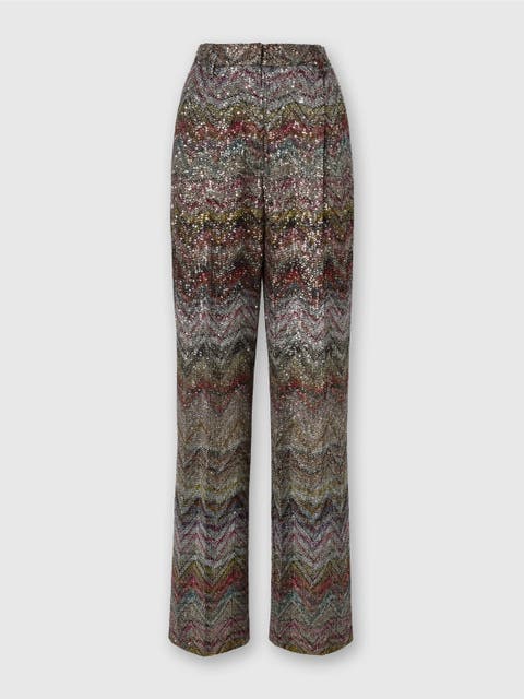 Wide Leg Pants With Zigzag Pattern