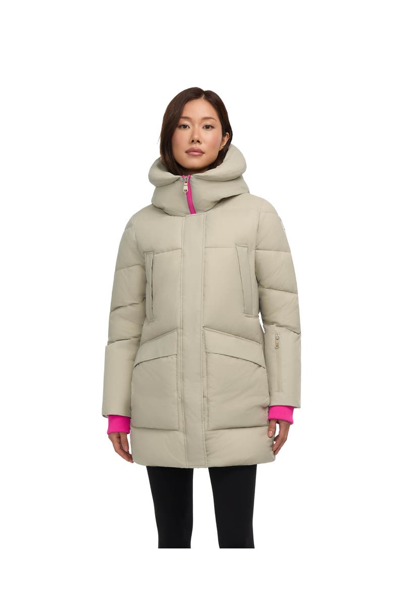 Pajar Heirani Mid-Length Quilted Parka Puffer with Oversized Hood, Main, color, Grey Buff