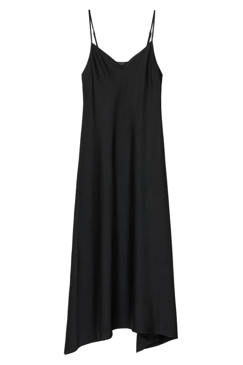 Leona Handkerchief Hem Maxi Slipdress, Alternate, color, BLACK