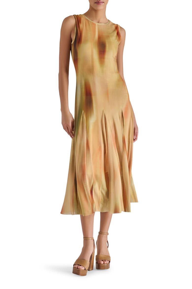 Marenne Pleated Midi Dress, Main, color, LIGHT SAND