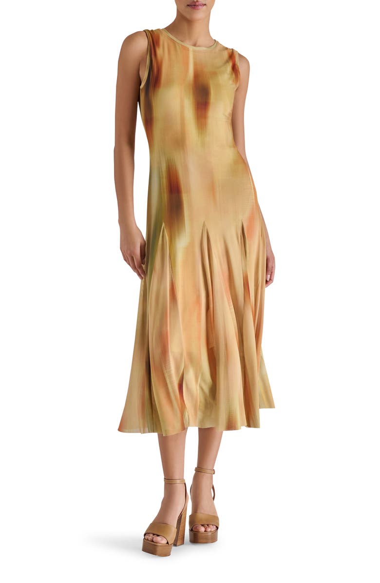 Steve Madden Marenne Pleated Midi Dress, Main, color, Light Sand