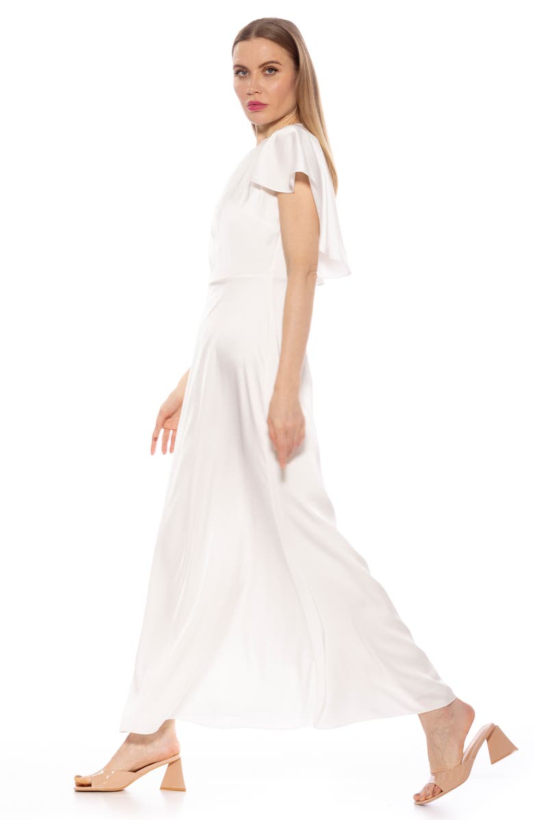 Alexia Admor Danica Capelet Sleeve Satin Maxi Dress, Alternate, color, 