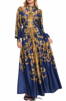 Print Long Sleeve Maxi Dress