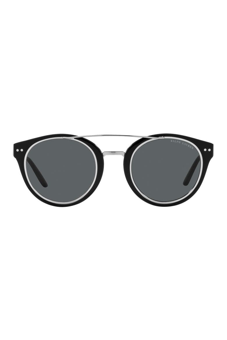 49mm Round Sunglasses, Main, color, BLACK
