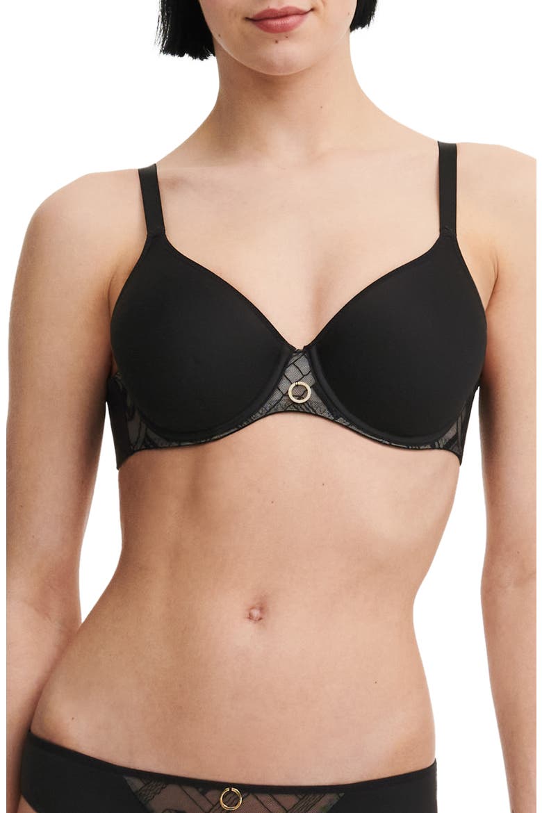Graphic Underwire Memory Foam T-Shirt Bra, Main, color, BLACK