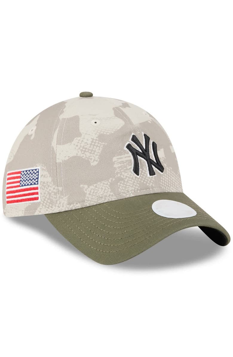New Era Women's New Era Light Beige/Olive New York Yankees 2025 Armed Forces Day 9TWENTY Adjustable Hat, Main, color,