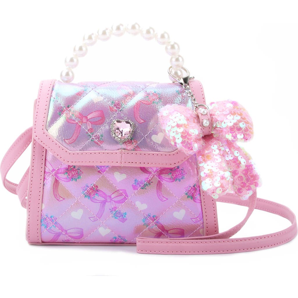 Omg Accessories Kids' Faux Pearl Top Handle Bag In Pink