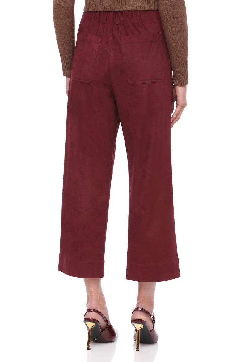 Patch Pocket Faux Leather Crop Wide Leg Pants, Alternate, color, PORT