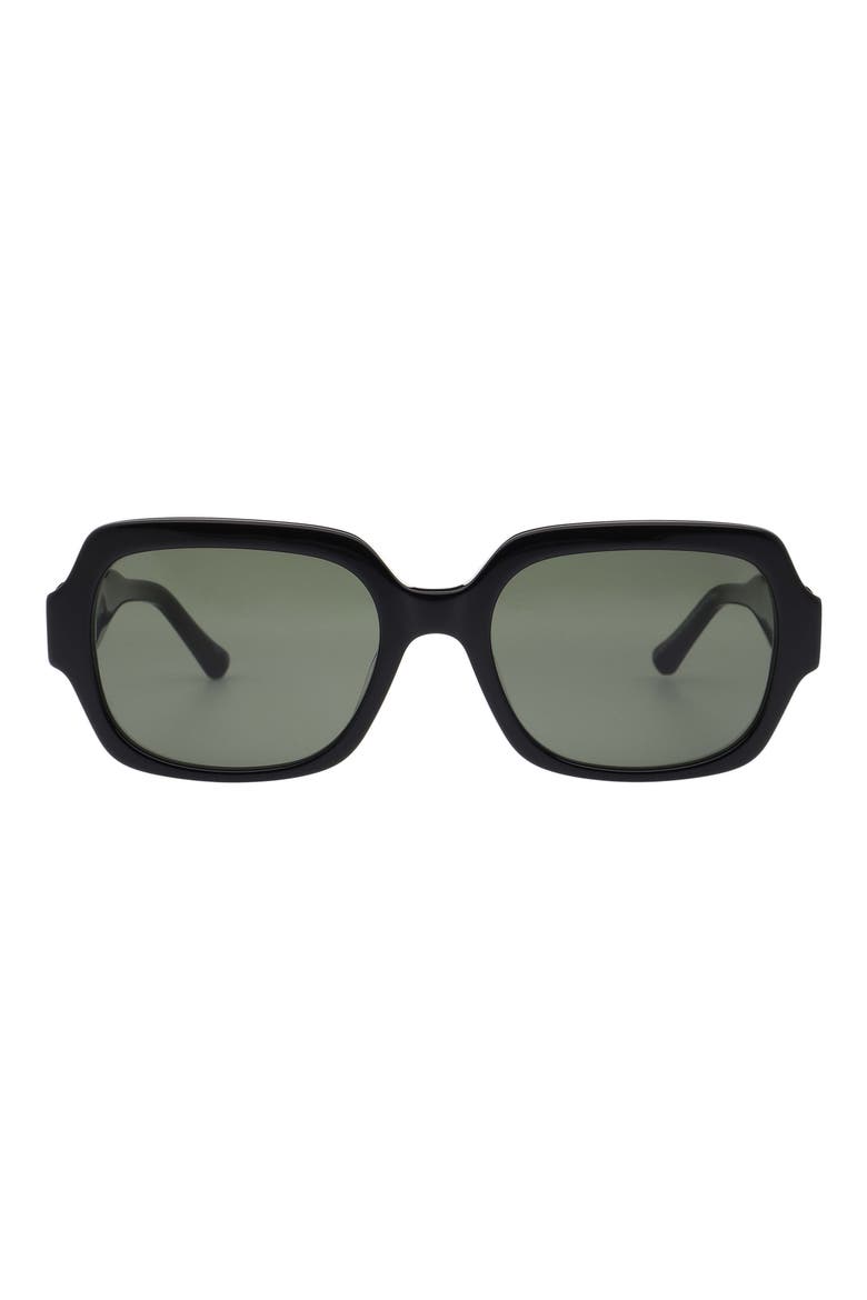 55mm Rectangular Sunglasses, Main, color, GLOSS BLACK