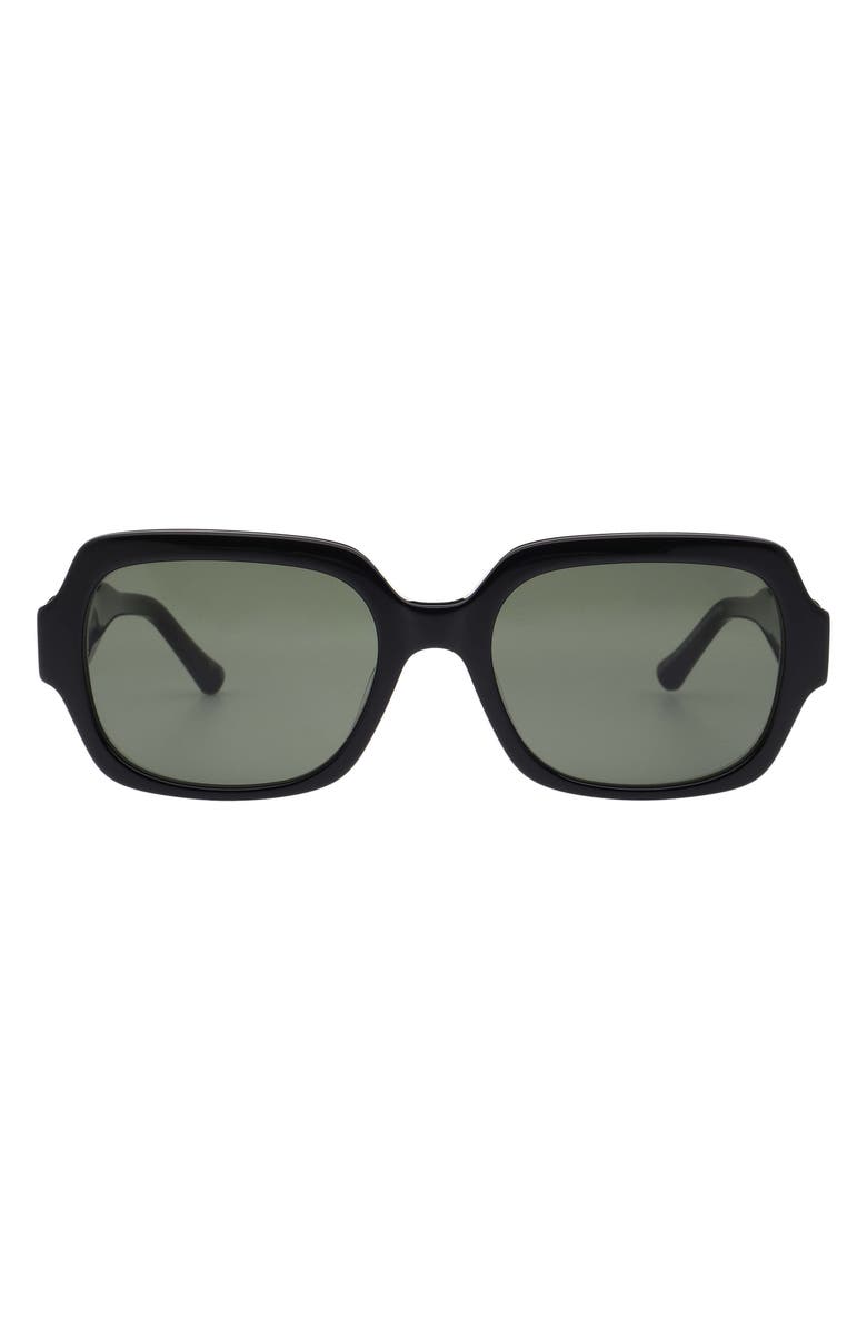Florence by Mills 55mm Rectangular Sunglasses, Main, color, Gloss Black