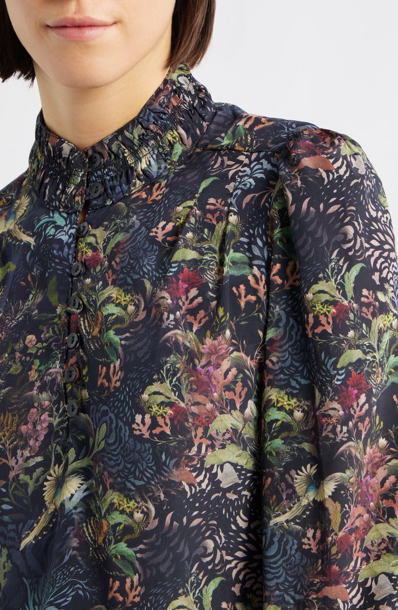 APNY Smocked Cuff Long Sleeve Top, Alternate, color, Black Multi