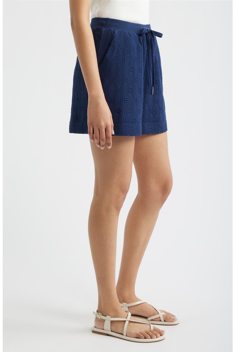 Eyelet Drawstring Shorts, Alternate, color, NAVY
