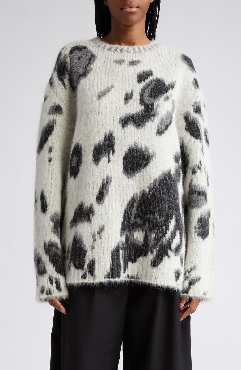 Stella McCartney Brushed Horse Spot Jacquard Virgin Wool & Alpaca Blend Sweater, Main, color,