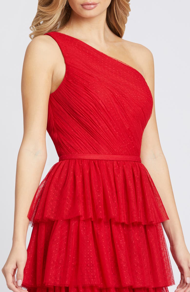 Ieena for Mac Duggal Ruffled One-Shoulder A-Line Gown, Alternate, color, Red