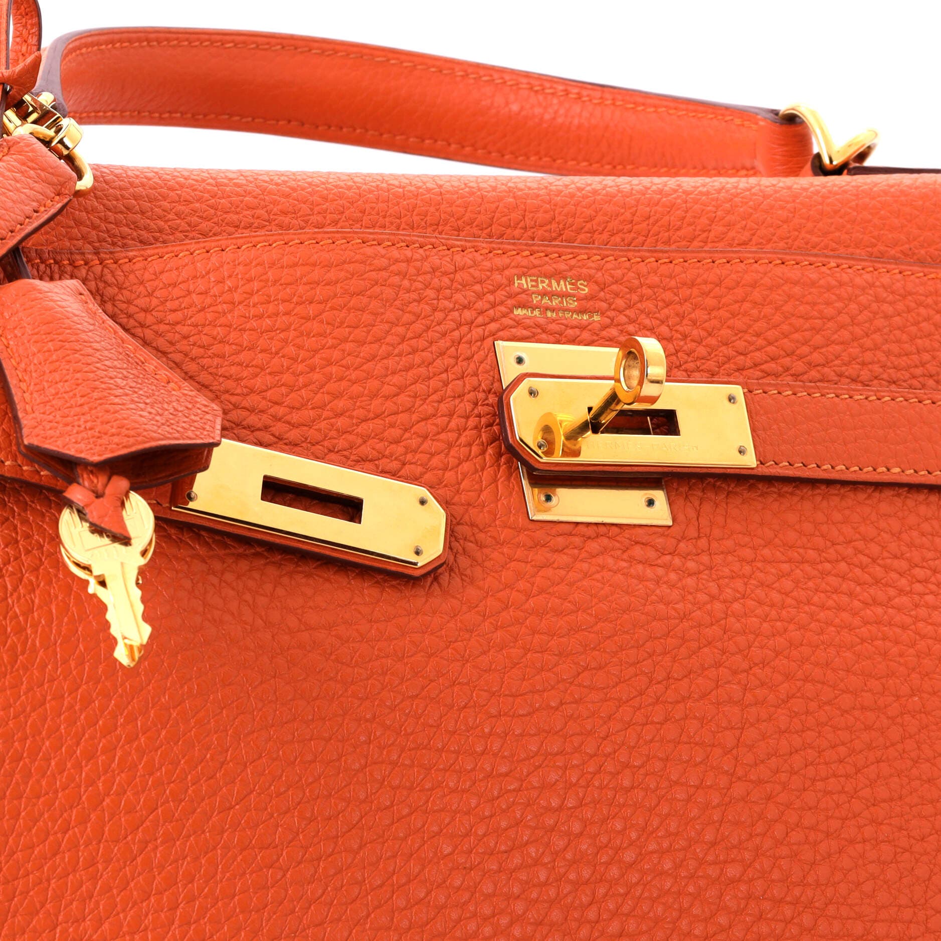 Pre-Owned Hermes Kelly Handbag Orange Togo with Gold Hardware 32, Alternate, color, Orange H