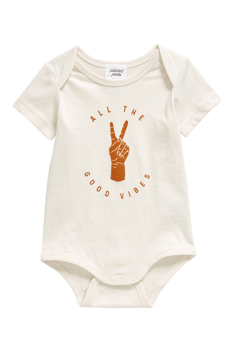 All the Good Vibes Organic Cotton Bodysuit, Main, color, EGGNOG