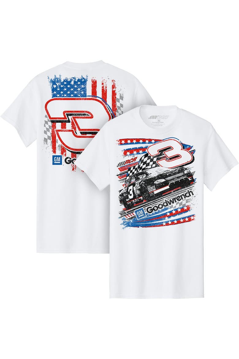 Men's Richard Childress Racing Team Collection White #3 GM Goodwrench Patriotic Car Throwback T-Shirt, Main, color, White