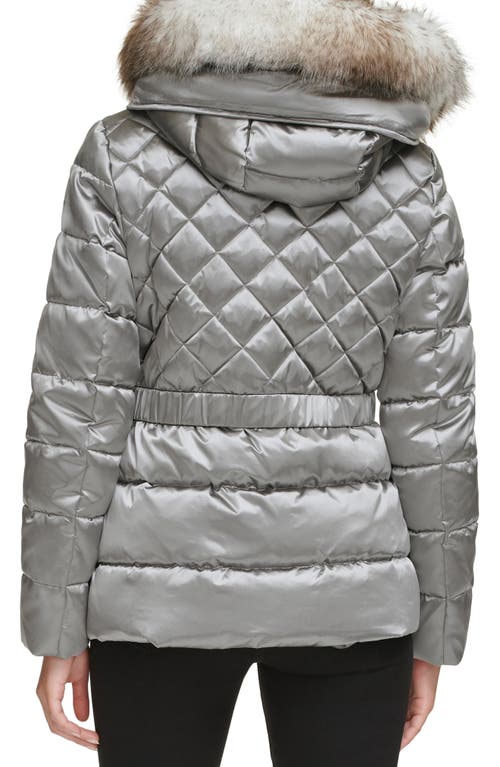 Kenneth Cole New York Core Mixed Puffer Jacket With Faux Fur Trim In Gunmetal