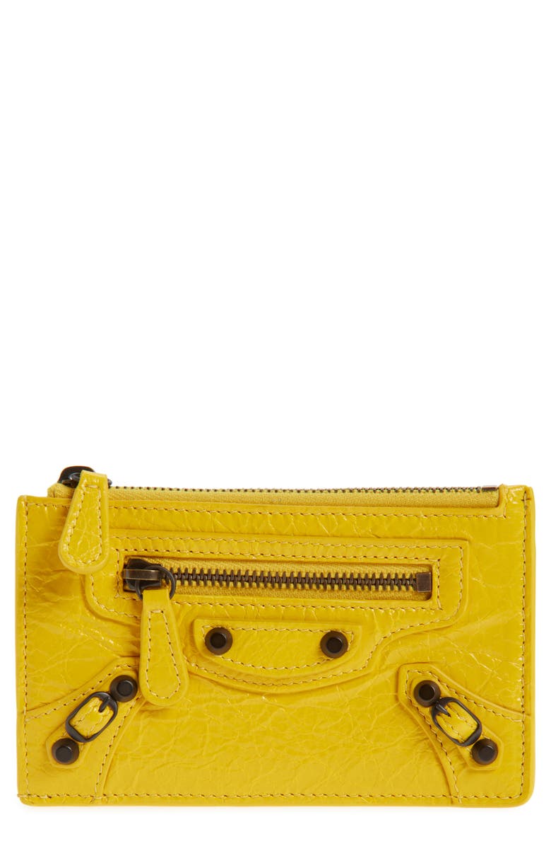Balenciaga Le City Leather Card Case, Main, color, 7014 Marge Yellow