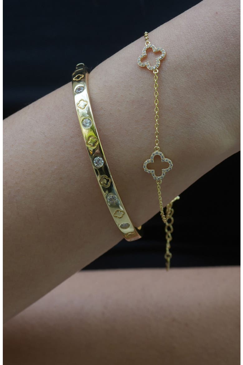 Set of 2 Clover Bracelets, Alternate, color, GOLD