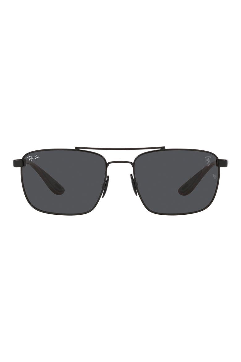 58mm Square Sunglasses, Main, color, BLACK