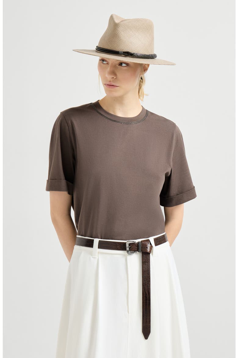 Cotton jersey T-shirt, Alternate, color, Brown