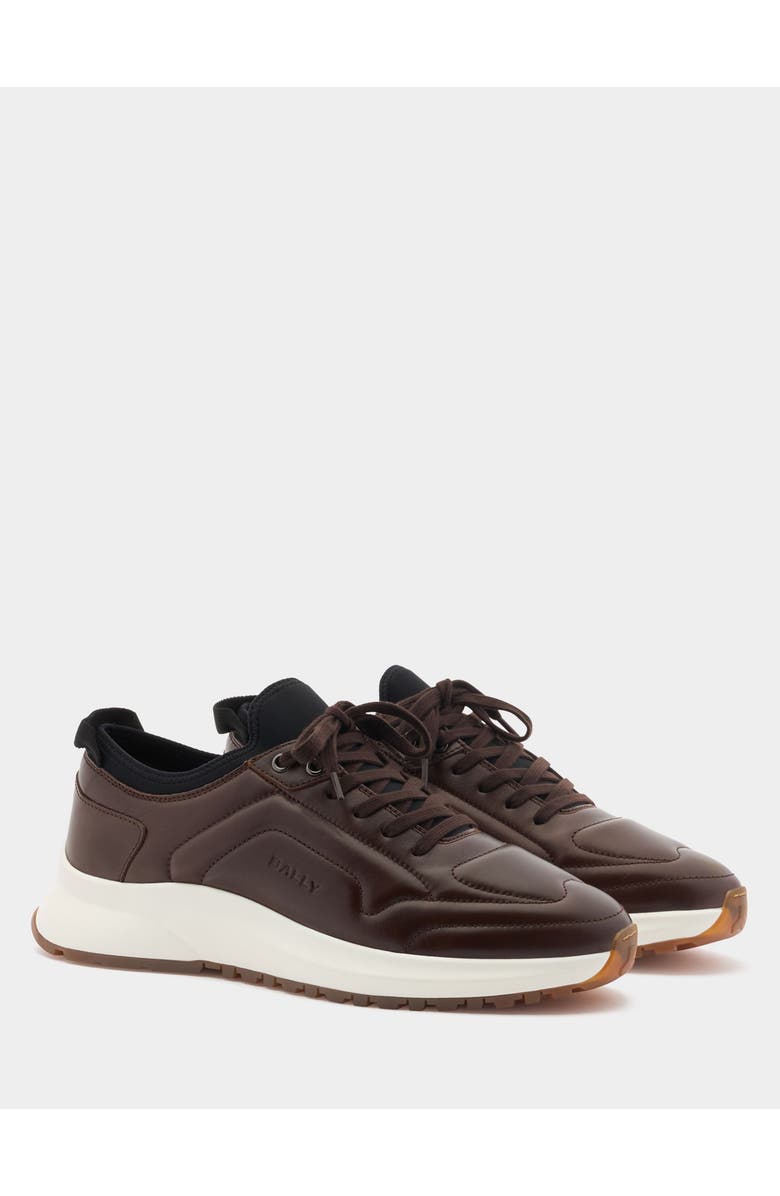 Bally Leather Outline Sneaker, Alternate, color, Brown