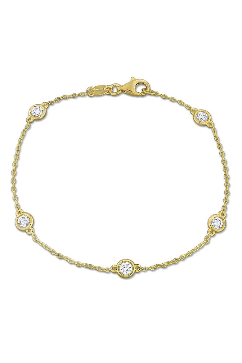 Lab-Grown Diamond Station Bracelet Sterling Silver, Main, color, Yellow-Plated