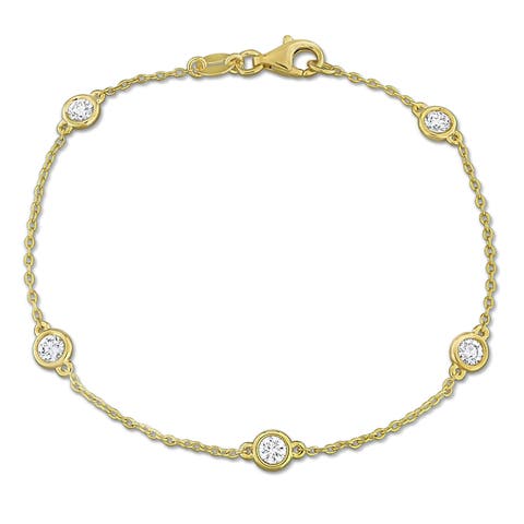 Lab-Grown Diamond Station Bracelet Sterling Silver