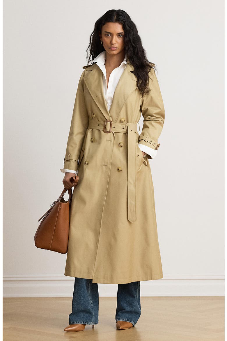 Double Breasted Belted Trench Coat, Alternate, color, BIRCH TAN