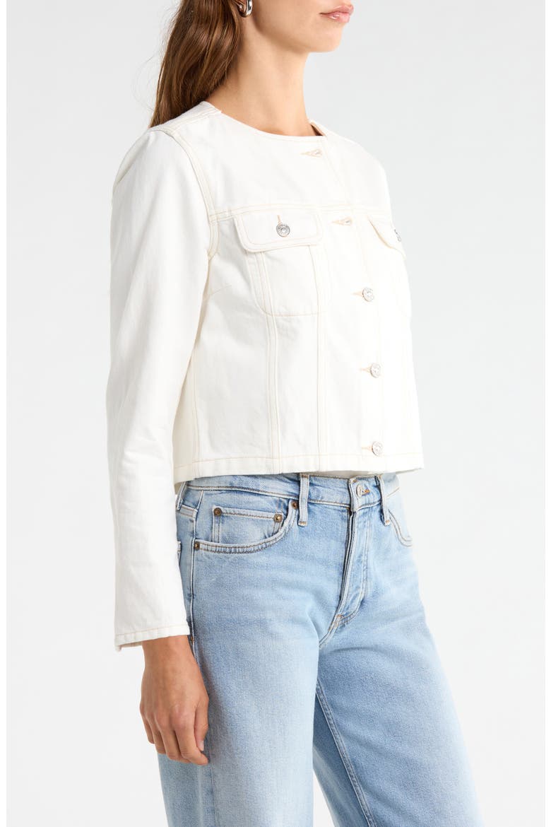 Dean Collarless Denim Jacket, Alternate, color, TOASTED ECRU