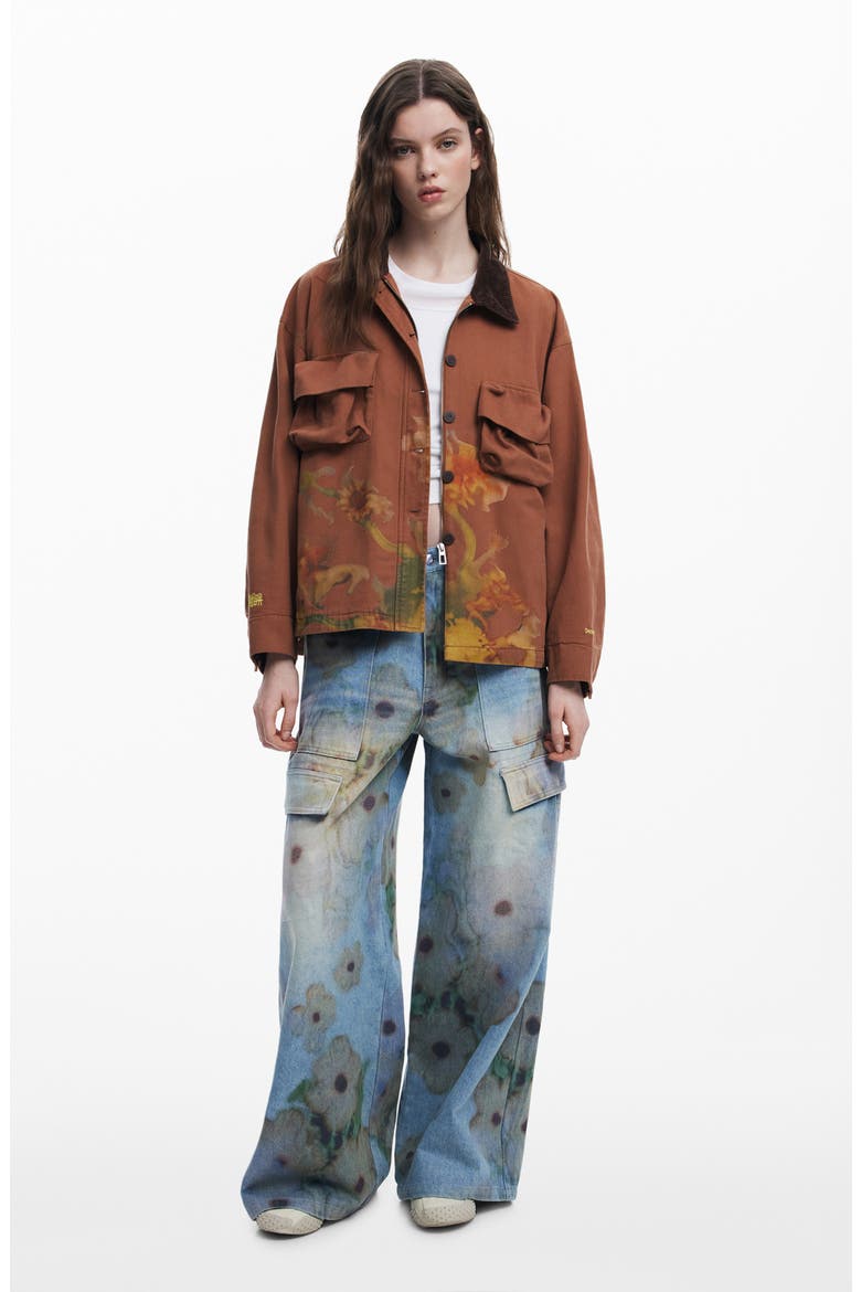 x Collina Strada Floral Print Trucker Jacket, Alternate, color, KHAKI