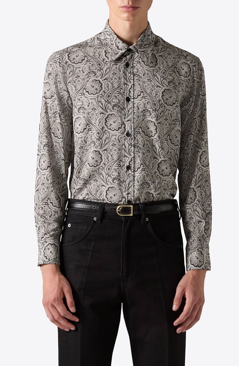 BLK DNM Paisley Print Button-Up Shirt, Main, color,
